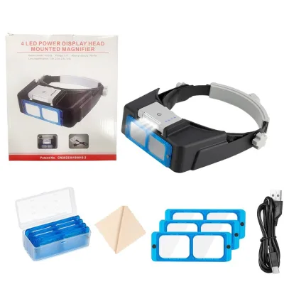 1.5X to 3.5X Head-Mounted Optical Magnifying Glass the Reading Gift Glasses and the Watch 4led Worn with a Magnifying Glass