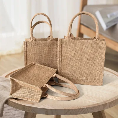 Reusable and Eco-friendly Jute Bag Heavy Duty Beach Tote Bag LOGO Printed Custom Bag