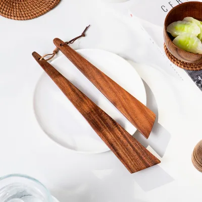 Natural Acacia Wood Cooking Spatula Outdoor Camping Turner Salad Spatula Tongs Camping Salad Mixing Stir Frying Kitchen Utensil