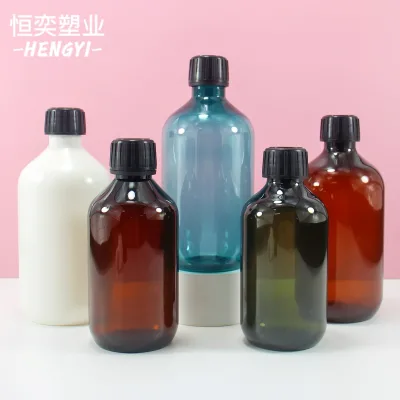 Top Sale 300ml 500ml Empty Amber Boston Round Hair Oil Liquid Soap Bottles Pet Plastic Shampoo Bottle Container