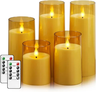 LED Electronic Candle Ornaments Simulated Glass Cups Candles with Remote Control for Creative Wedding Birthday Home Decor