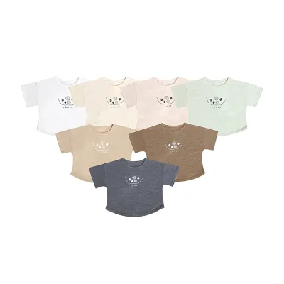 China Custom Fashion Summer 100%Organic Cotton Kids Plain Color Short Sleeve Baby Clothing for Sport