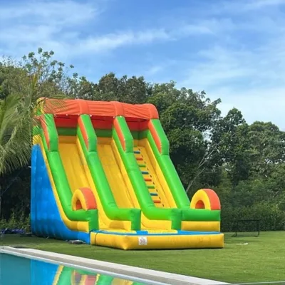 Bright Color Multi Slides Inflatable Climbing Slide Inflatable Double Lane Slide Commercial Dry Slide PVC Material