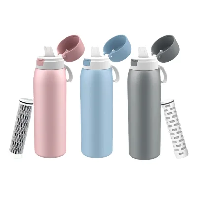 Backpacking Outdoor Car Double Wall Vacuum Insulated Stainless Steel 740ml Water Bottle Filter Ahlstrom Carbon Filter Removes