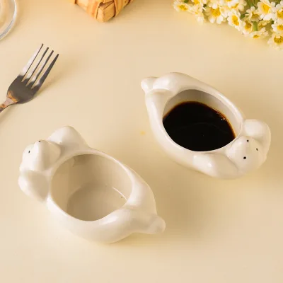 Japanese Porcelain Sauce Dish Ceramic White Polar Bear Dishes for Sauce