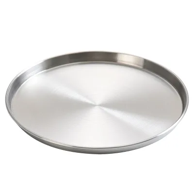 Korean-style Round Stainless Steel Baking & Oven Safe Dessert Fruit Cake Platter Microwave Safe