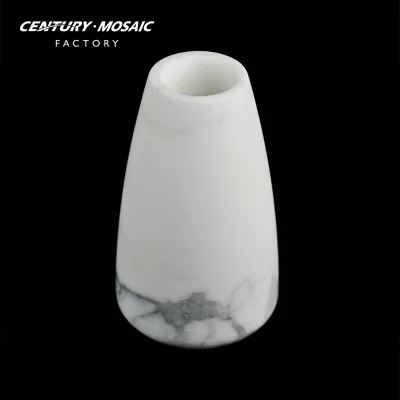 Centurystone White Natural Stone Marble Flower Vase Irregular Flower Holder for Living Room Decor