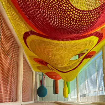 Colorful Coated Crochet Mesh Playground Equipment-Ball Swing and Climbing Rope Net