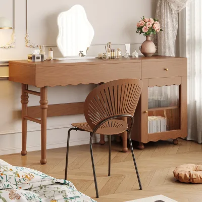 Solid Wood Dressing Tablemakeup Storage Vanity Desk Dressing Table With Chair and Led Mirror Vanities Makeuphome Makeup Vanity