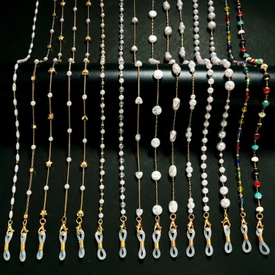 Simple Pearl Mask Chain Multipurpose Anti-loss Accessory European American Styles Lanyard Necklace Colorful Heart-shaped Glasses