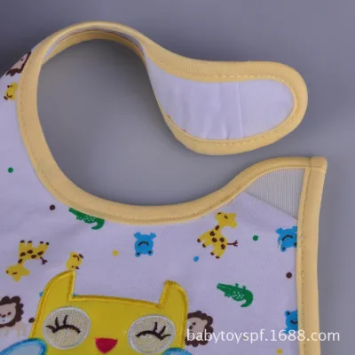 European American Baby Three-Layer Waterproof Bibs Cotton Cartoon Square Towels Button Infant Supplies for Saliva Toweling