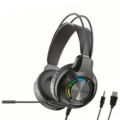 Wired Gaming Headset RGB Gleamy Heavy Bass Gaming PC Compatible for PS4 PS5 with Microphone Headphone