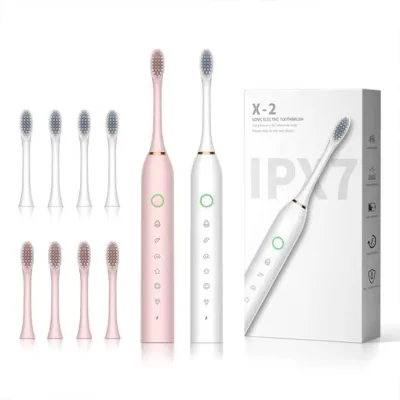 IPX7 Waterproof Soft Bristles LED Display Powerful Cleaning Whitening Smart Rechargeable 6-Level-Speed Sonic Electric Toothbrush