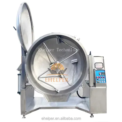 CE Certified Auto-Tilting Planetary Mixer Kettle Variable Speed Commercial Kitchen Equipment Digital Temperature Display