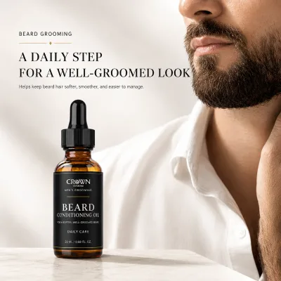 Private Label Men's Beard Growth Oil 100% Pure Organic Formula Fast Nourishing Treatment Herbal Vegan Vitamin C Refreshing