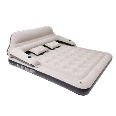 Customized PVC Air Mattress with Headboard and Built-in Pump for Outdoor Camping Bedrooms Hospitals with Flocking