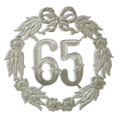 Kunze Anniversary Number 65 Large Handmade Silver Wreath 27 cm