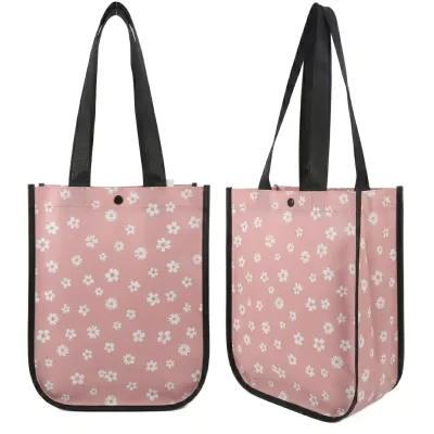 Simple Stylish Laminated Pp Non Woven Carry All Tote Bag Rounded Bottom Custom Print Pouch for Souvenir Usage