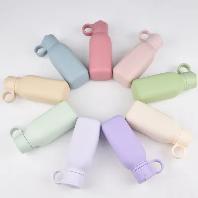 Travel Sport Camping Hiking School Leakproof BPA Free Foldable Water Drink Bottles Reusable Silicone Water Bottle for Kids