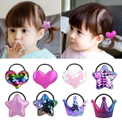 Korean Style Kids Simple Sequin Peach Circle Lady Crown Hair Rope Hair Accessories Hair Band Headwear Wholesale