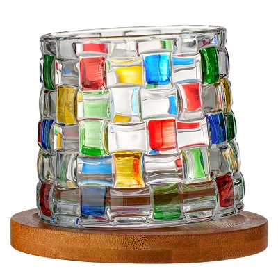 Colorful Lead-Free Crystal Glass Whiskey Cup Creative Rotating Stress-Relief Color Changing 201-300ml Gift Box Set Birthday Gift