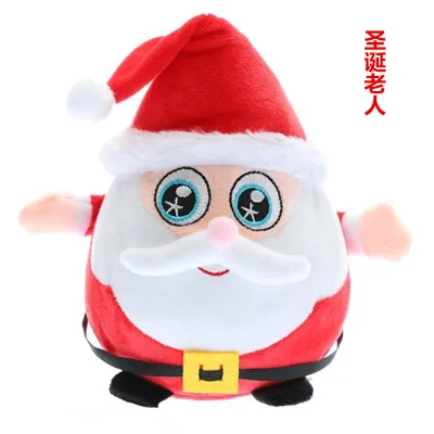 2024 Custom New Style Jumping Ball Interactive Christmas Soft Plush Toys Bouncing Balls Electric Santa Elk Plush Toy