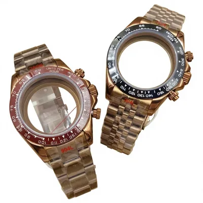 BLIGER 39.3mm VK63 Vintage Chronograph Coated Stainless Steel Watch Case Strap Fit VK63 Quartz Movement Men's Watch