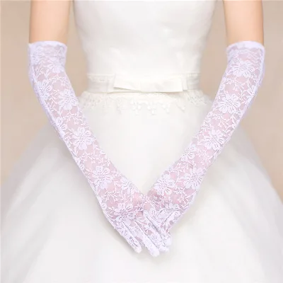 Wedding Dress Gloves Accessories Simple Plain Solid Color Party Glove Bridal Arm Long Lace Gloves