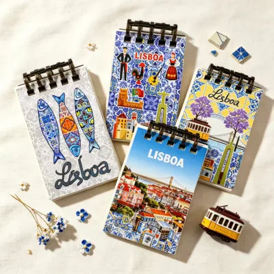 MDF Spiral Mini Notebook Fridge Magnet Lisboa Portugal Azulejo Travel Souvenir Refrigerator Decor Gift