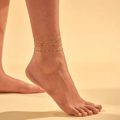 New Arrival Non Tarnish Double Layer Multicolor 18K Gold Plated Stainless Steel Bohemian Anklet