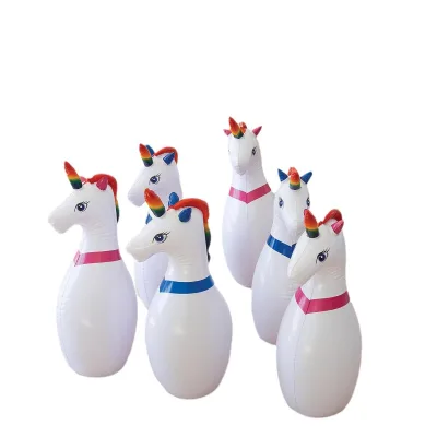 Factory Custom PVC Inflatable Unicorn Bowling Set for Boys Girls Indoor Outdoor Party Family Gathering Parent-child Games