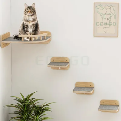 Custom Home Decor Wood Sturdy Wall Mounted Shelf Pet Toys Rest Bed Cat Climbing Frame