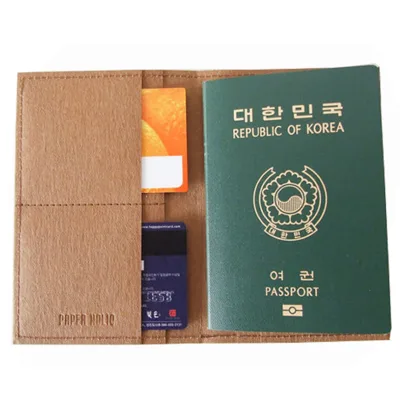 Passport Cover Wallet Washable Paper, Unique Eco-Friendly Coffee Color Paper Card Holder