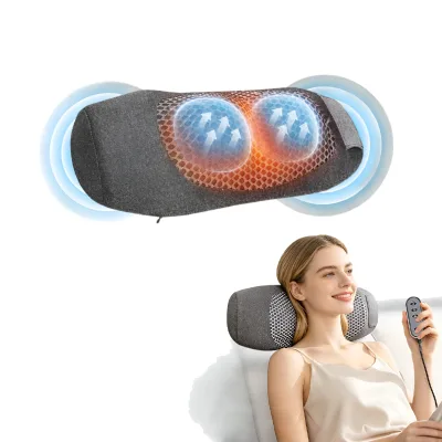 Portable 2000mAh Car Office Home Electric air Compression Heat Vibration Cordless Neck Lifting Massage Pillow