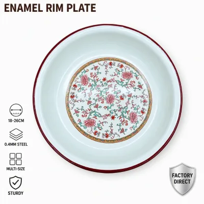 Senny Russian Pattern Rolled Edge Steel Plate 0.4mm 18cm 20cm 22cm 24cm 26cm Serving Tray Wholesale Factory