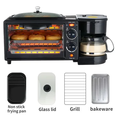 Glass Housing Microcomputer Control 4 Cups Capacity 3 in 1 Breakfast Maker