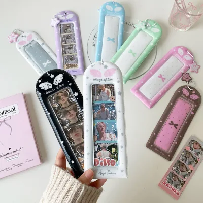 HECION Angel Wing Photocard Holder PVC Card Sleeve Kpop Photo Card Case Ticket Storage Album Pocket