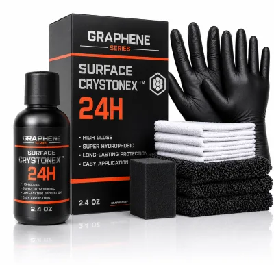 Crystonex 24H Graphene Coating High Gloss Finish Hydrophobic Paint Sealant Durable Protection Easy DIY 2.4 oz