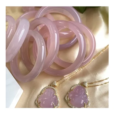 Wholesale Price! Wide Jade Bangles 2021 pink Jade Bangle Good Quality Chinese Real Jade Bangle Women Charm