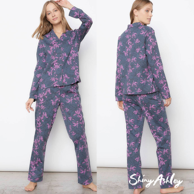 Thermal Pajama Cotton Polyester Jersey Women's Printed Sleepwear