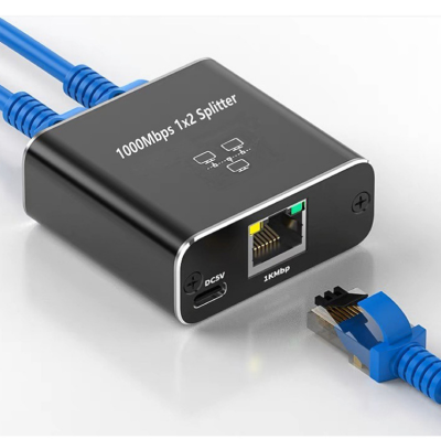Gigabit network distributor 1 split 2 network RJ45 connector 1 split 2 gigabit 1 input 2 output network distributor