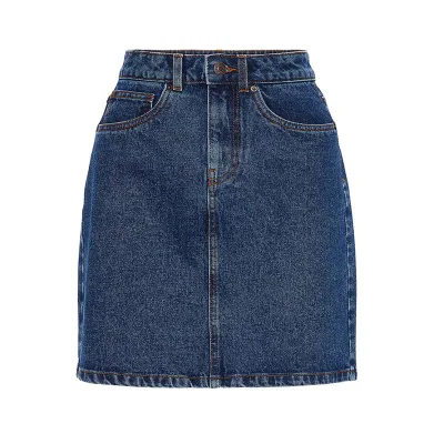 Women's Vintage High Waisted Denim Jeans Skirts Solid Color A-line Mini Skirt Streetwear