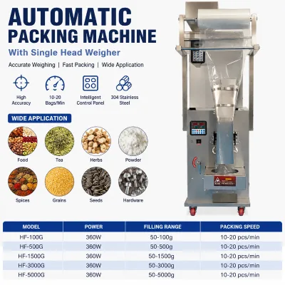 Commercial Automatic Weighing Filling Packing Machine Single Head Weigher for Sugar Salt Spices Rice Beans Seeds and Grains