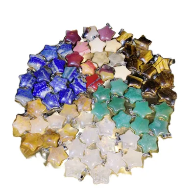 Wholesale Kindfull Natural Crystal Engraved Fashion Trend Mini Moon and Star Pendant Jewelry for Gifts
