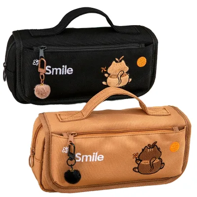 2025 Black Cat Large-Capacity Stationery Case for Girls Junior High School High-Value Pencil Case for Female Primary Handheld
