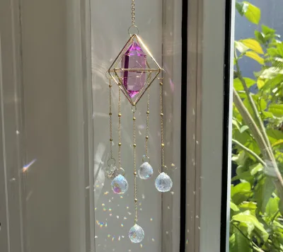 double pointed crystal column suncatcher air frame wind chime pendants crystal crafts home decor sun catcher