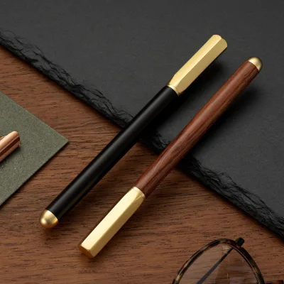 Engraved Logo Sandalwood Pearl Pen Manufacturer Wholesale Business Gift Pen Metal Ebony Brass Writing Signature Pen