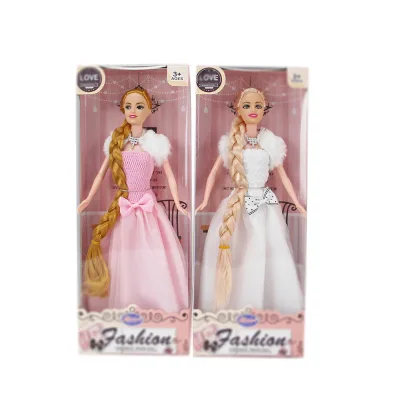 11.5 Inches Solid Movable Joint Long Hair Pretty Fashion Doll for Little Girl Birthday Gift