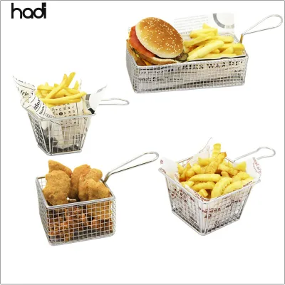 Cheap Wholesale House slippers French Fries Fry Basket Mini Stainless Steel French Fries Serving Basket for Sale