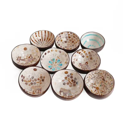 RTS Coconut Shell Bowl Polished Natural Carved Eco-Friendly Party Bowl High Quality
